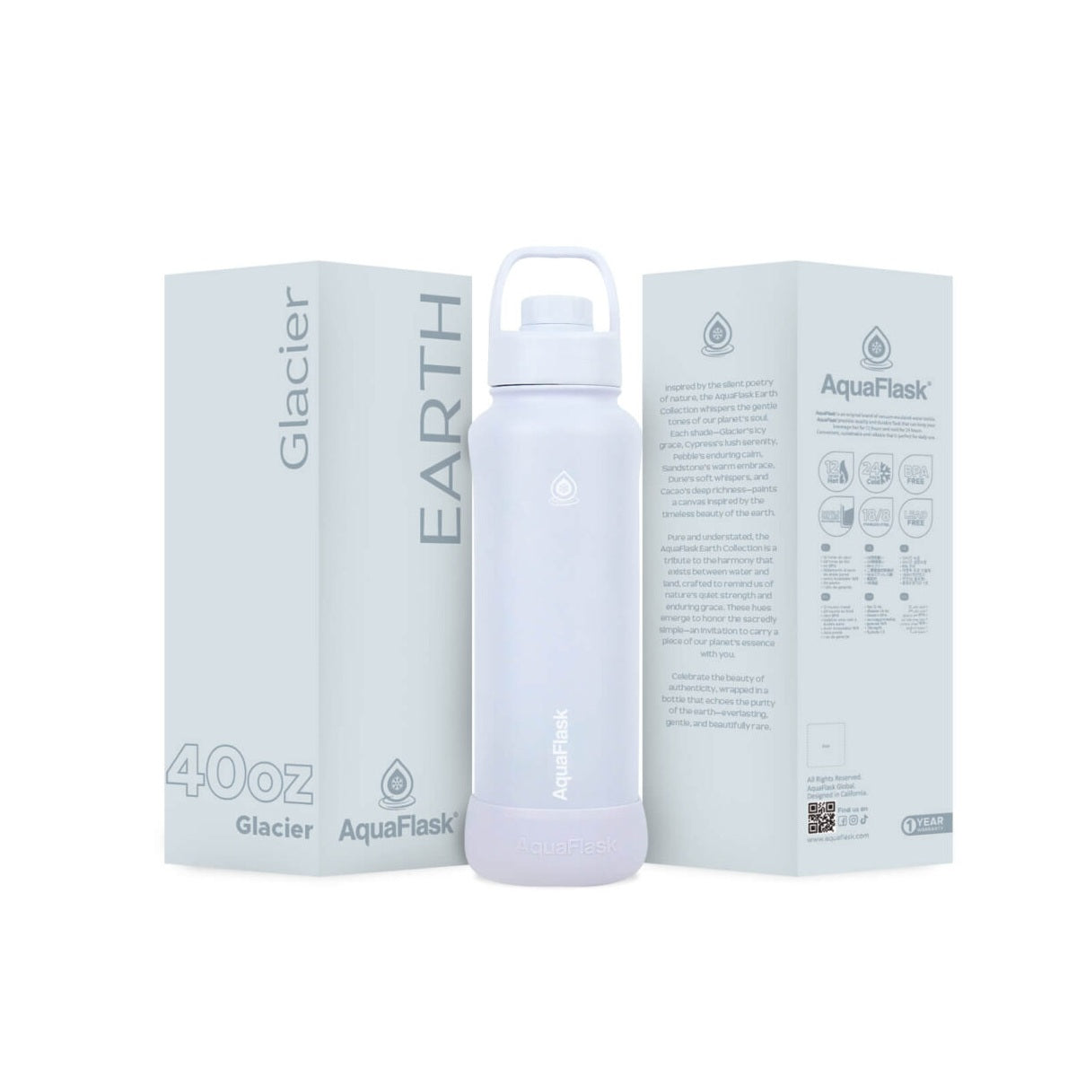 AquaFlask Earth Collection 40oz Isolierte Edelstahl-Wasserflasche – Heiß- & Kaltgetränke, Auslaufsicher, Wiederverwendbar