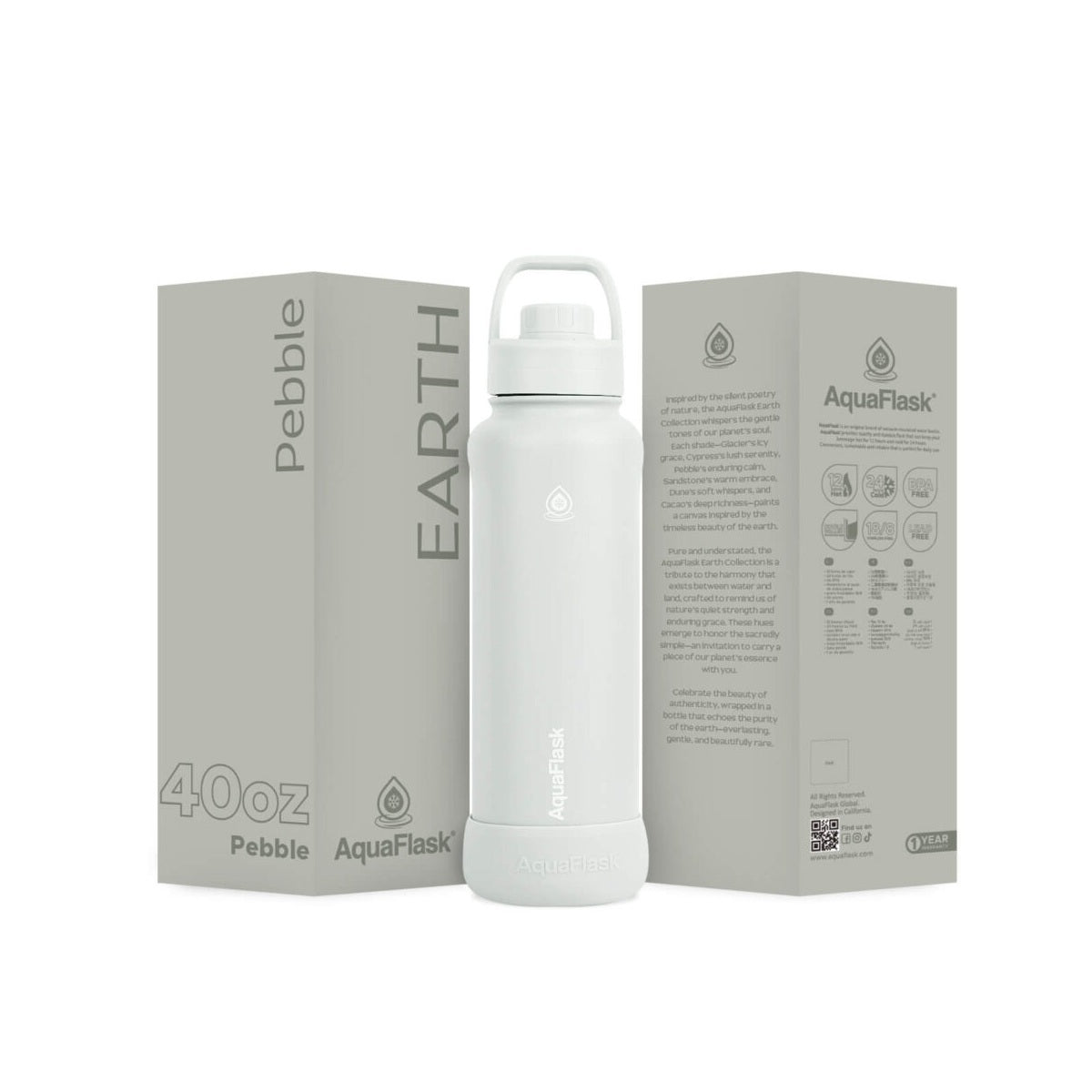 AquaFlask Earth Collection 40oz Isolierte Edelstahl-Wasserflasche – Heiß- & Kaltgetränke, Auslaufsicher, Wiederverwendbar