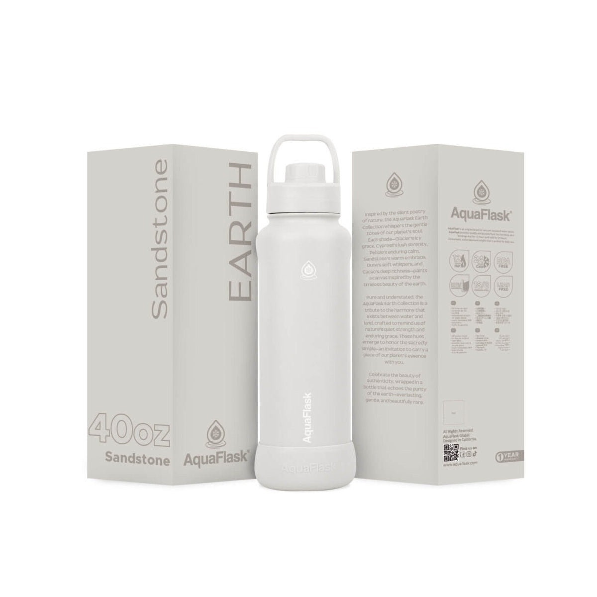 AquaFlask Earth Collection 40oz Isolierte Edelstahl-Wasserflasche – Heiß- & Kaltgetränke, Auslaufsicher, Wiederverwendbar
