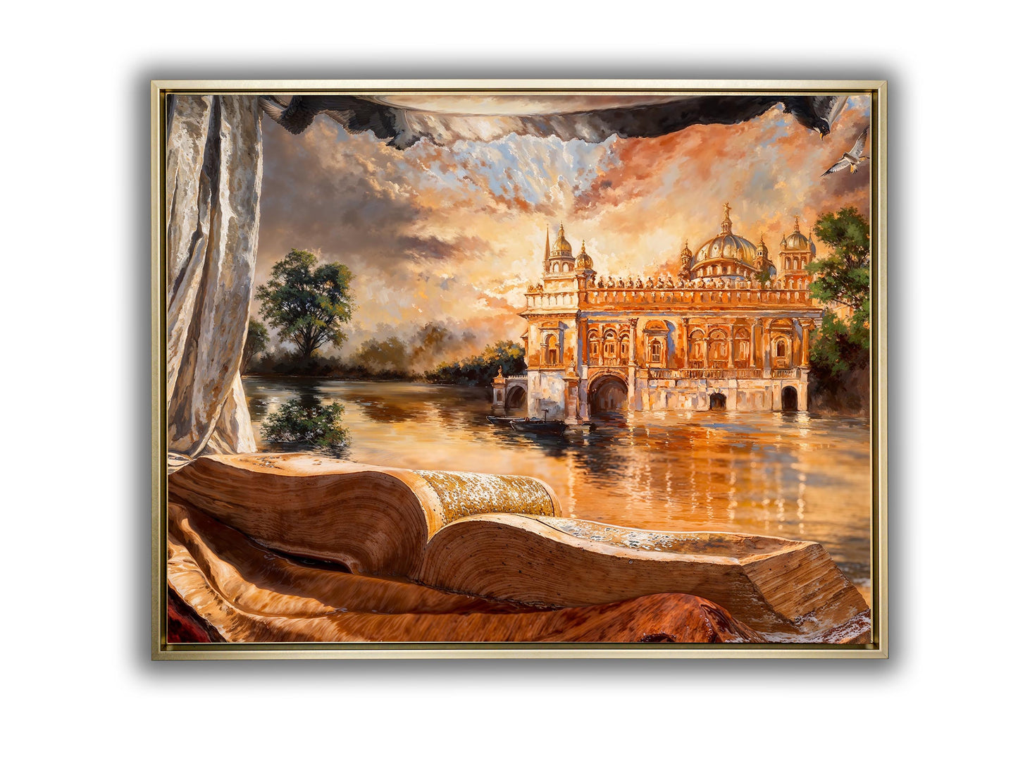 Wandbild – Antiker Goldener Tempel – Spirituelle Wanddekoration