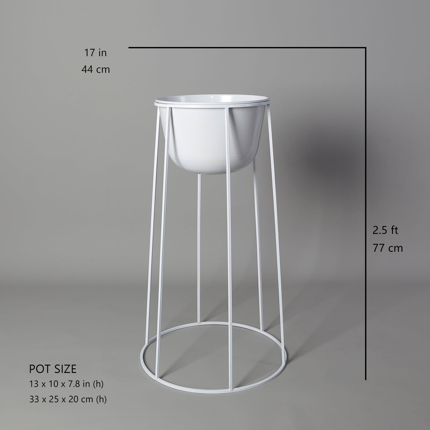 Nura White Pflanzgefäß aus Metall, 75 cm