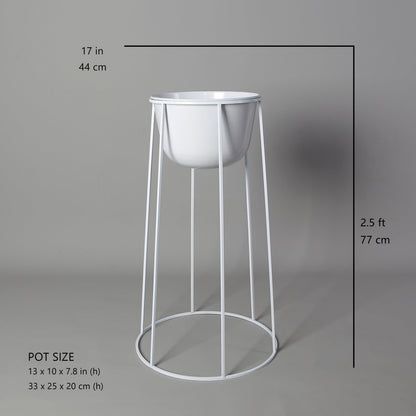 Nura White Pflanzgefäß aus Metall, 75 cm