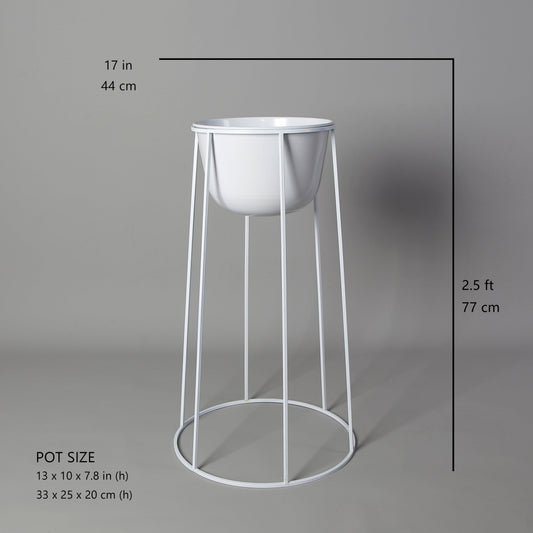 Nura White Raised Metal Pot Planter 2.5’