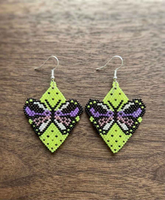 Butterfly Beaded Earrings (Green)