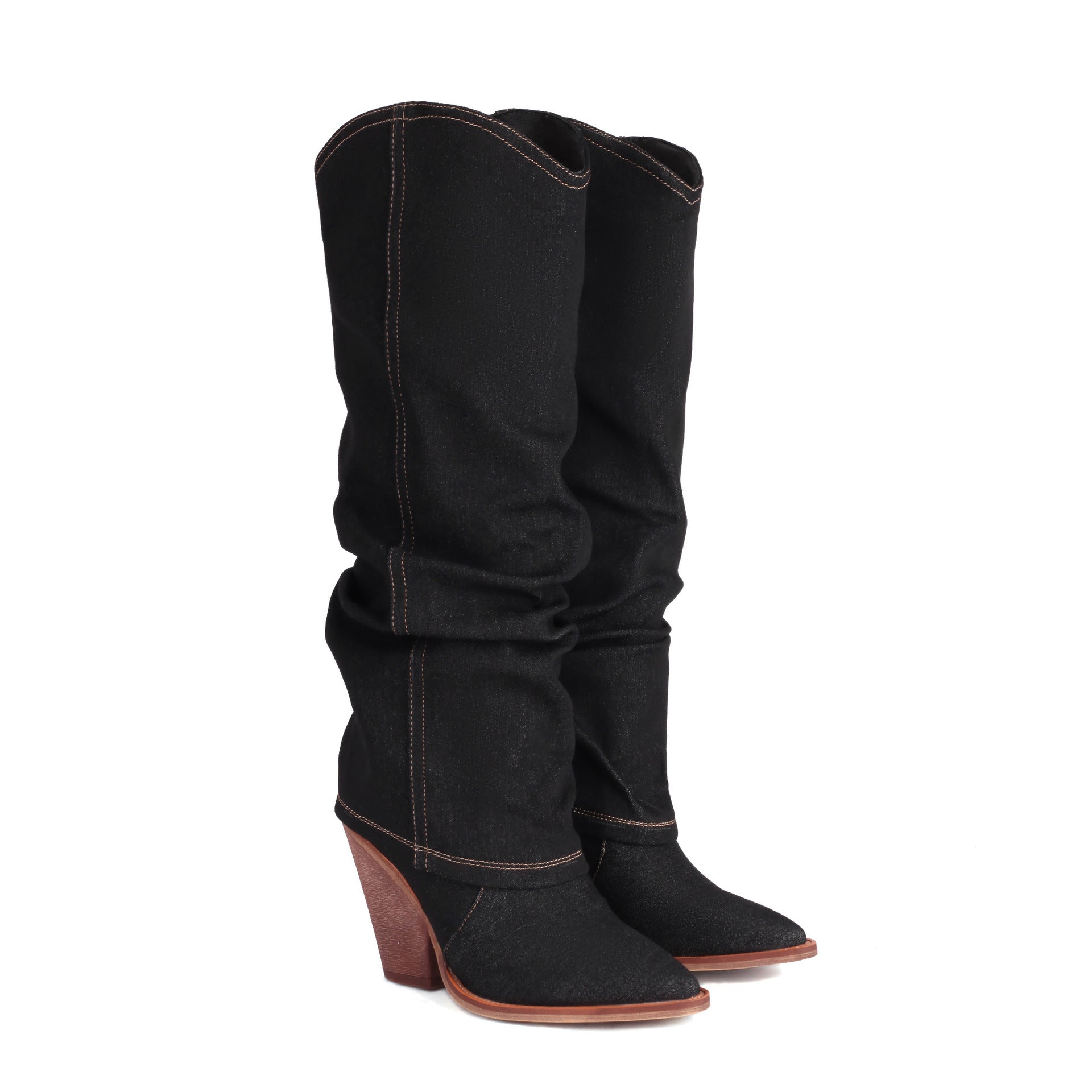 Women's Vintage Cowboy Boots – Pointed Toe Chunky Heel High Tube Fashion Boots