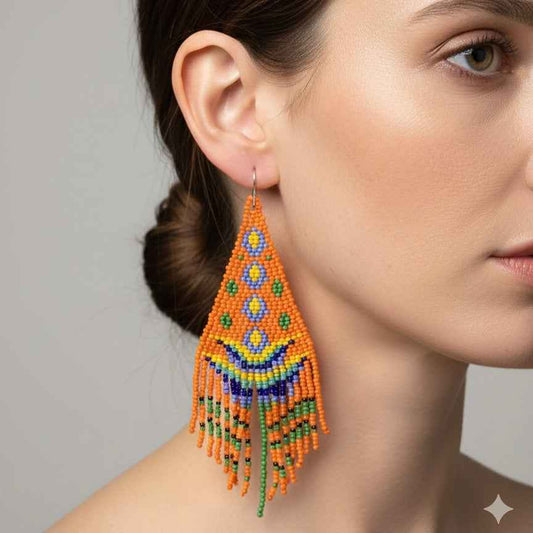 Orange Flame Blossom Drop Earrings