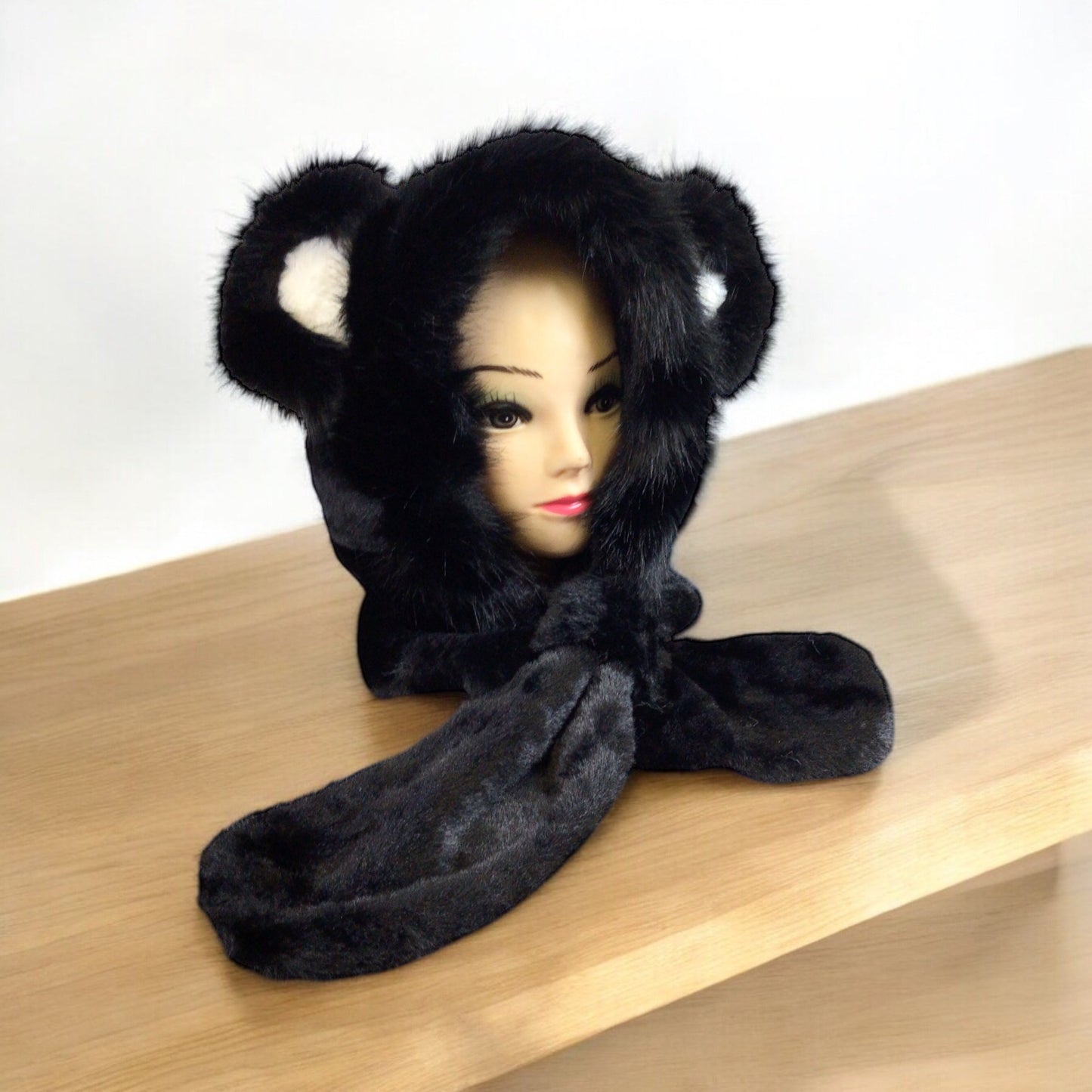 Soft Plush Hat w/ scarf (Panda)