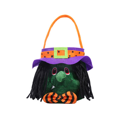 Halloween Candy Tote Bag – Cute Pumpkin Witch Black Cat Vampire Trick-or-Treat Bag