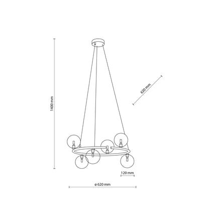 ANABELLE Scandinavian PendANABELLE 6-Light Scandinavian Globe Chandelier for Dining Room & Modern Interiorsant Light 6