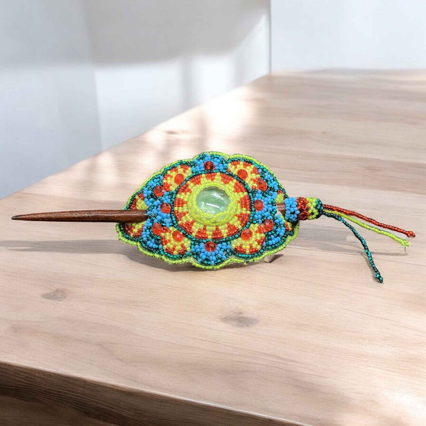 Multicolor Barrette light green W/ Red(33)