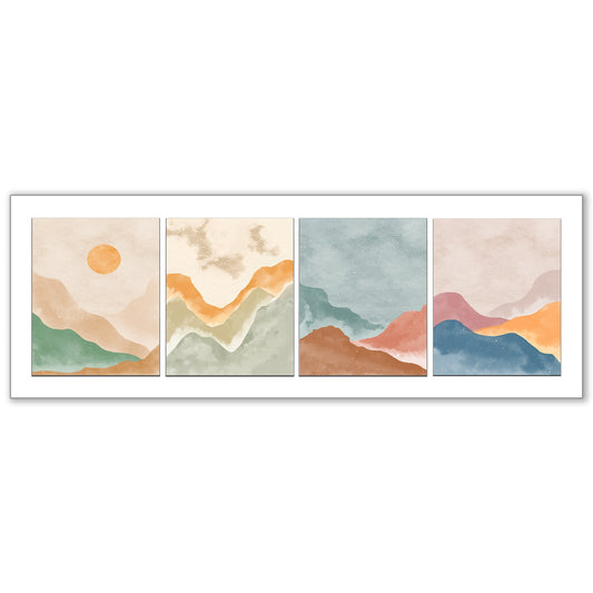 Wandkunst 4-Szenen-Landschaft auf Leinwand - Abstrakt minimalistische Kunst - Große Wanddekoration - RGB Lack
