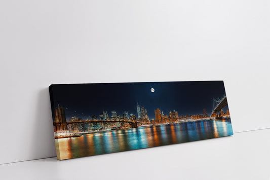 Große Leinwand-Wandkunst – NYC Mond-Skyline – Gedruckt auf Leinwand