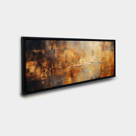 Wandbild Abstrakt Leinwand Gold in Sepiatönen 183 x 61 cm