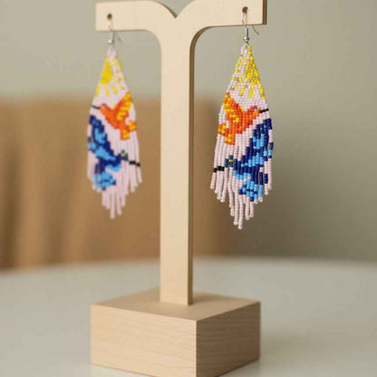Pink Sky Dancer Beaded Earrings