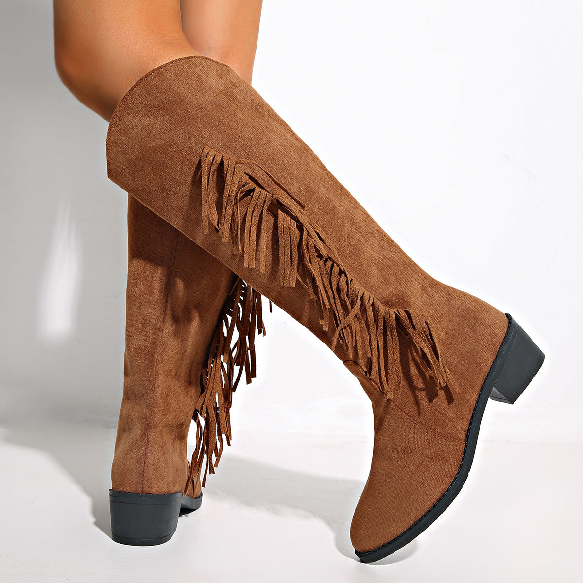 Women's Tassel Thigh High Boots – Suede Pointed Toe Fashion Boots