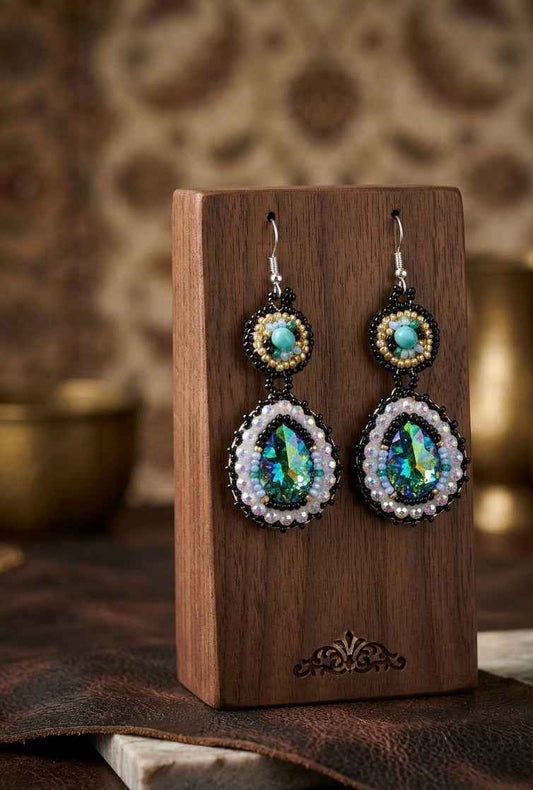 Drop Beaded Earrings green collection