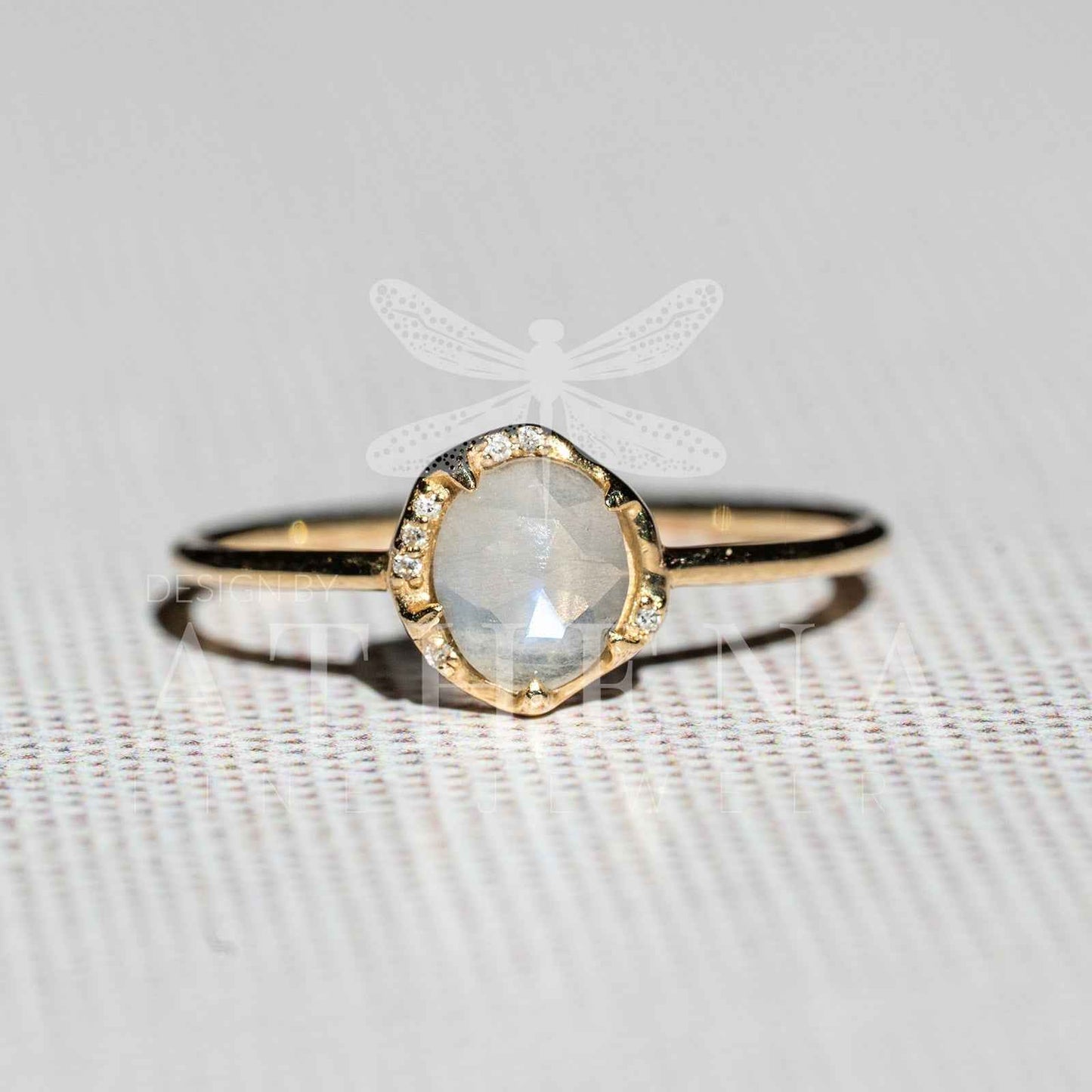Moonstone Solitaire Ring in 14K Yellow Gold
