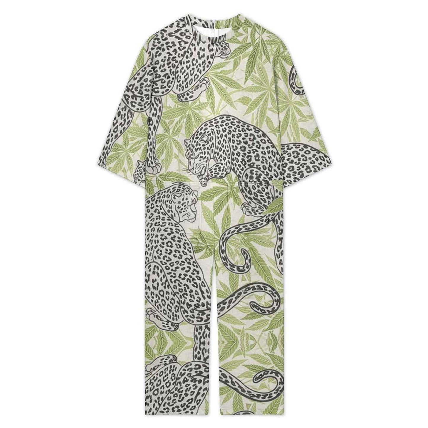 Leopard 3/4 Sleeve Jumpsuit