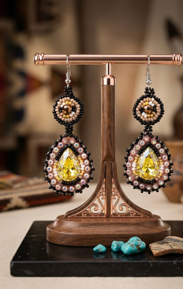Drop Beaded Earrings. Yellow collection