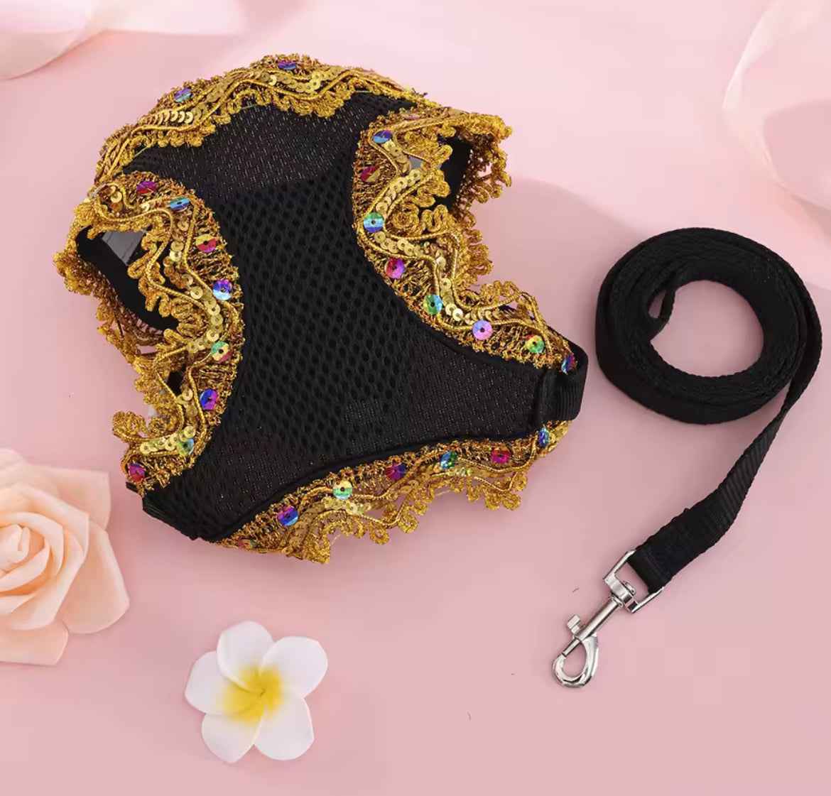 Crystal Lace Dog Harness & Leash Set – Luxury Designer Pet Wear