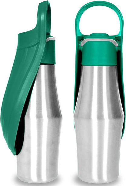 750ml Portable Dog Water Bottle – Stainless Steel Pet Water Dispenser with Silicone Bowl