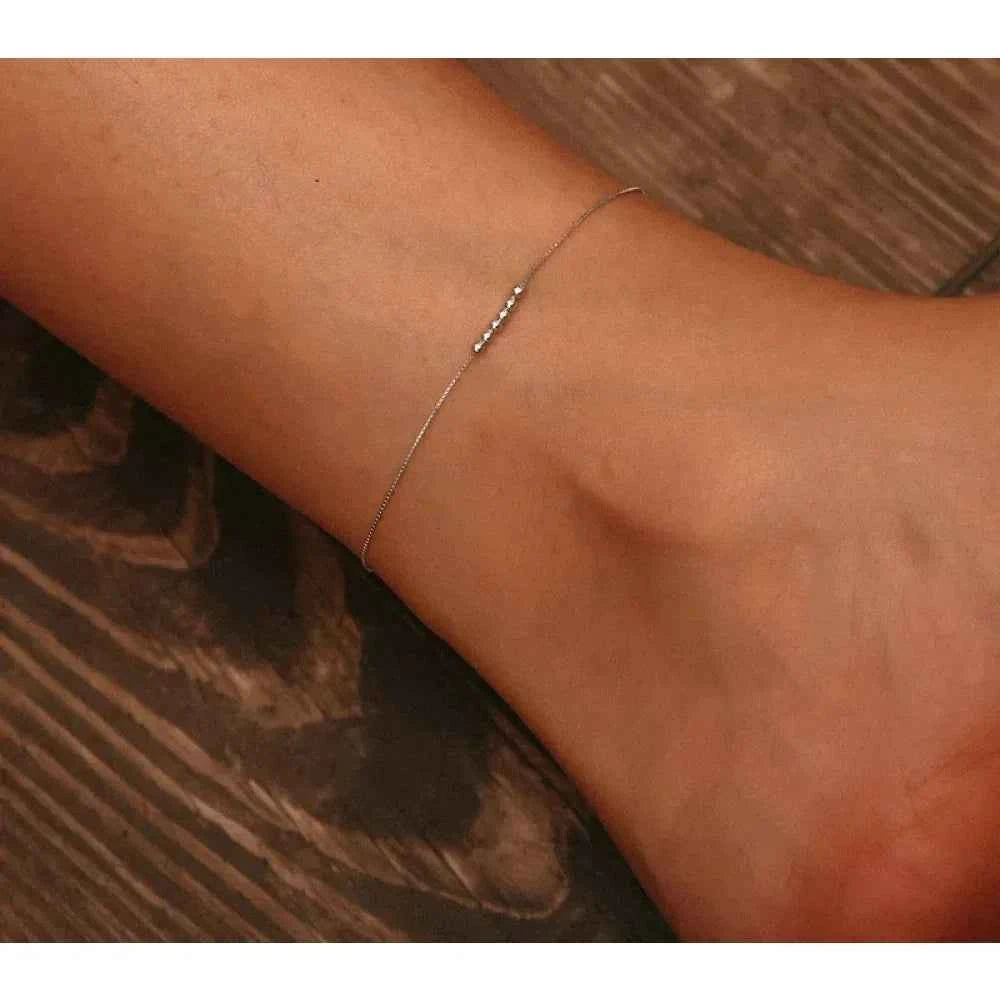 The Delicate 925 Sterling Silver Beaded Anklet