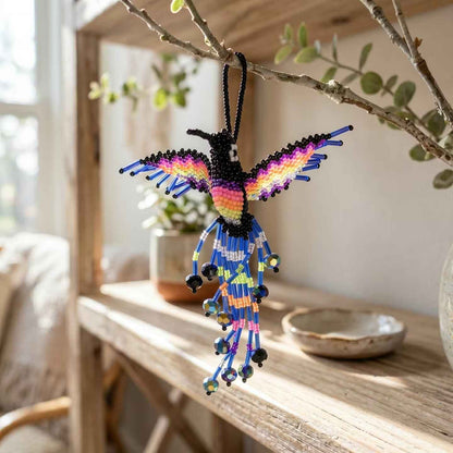 Black and Blue Beaded Humming Bird