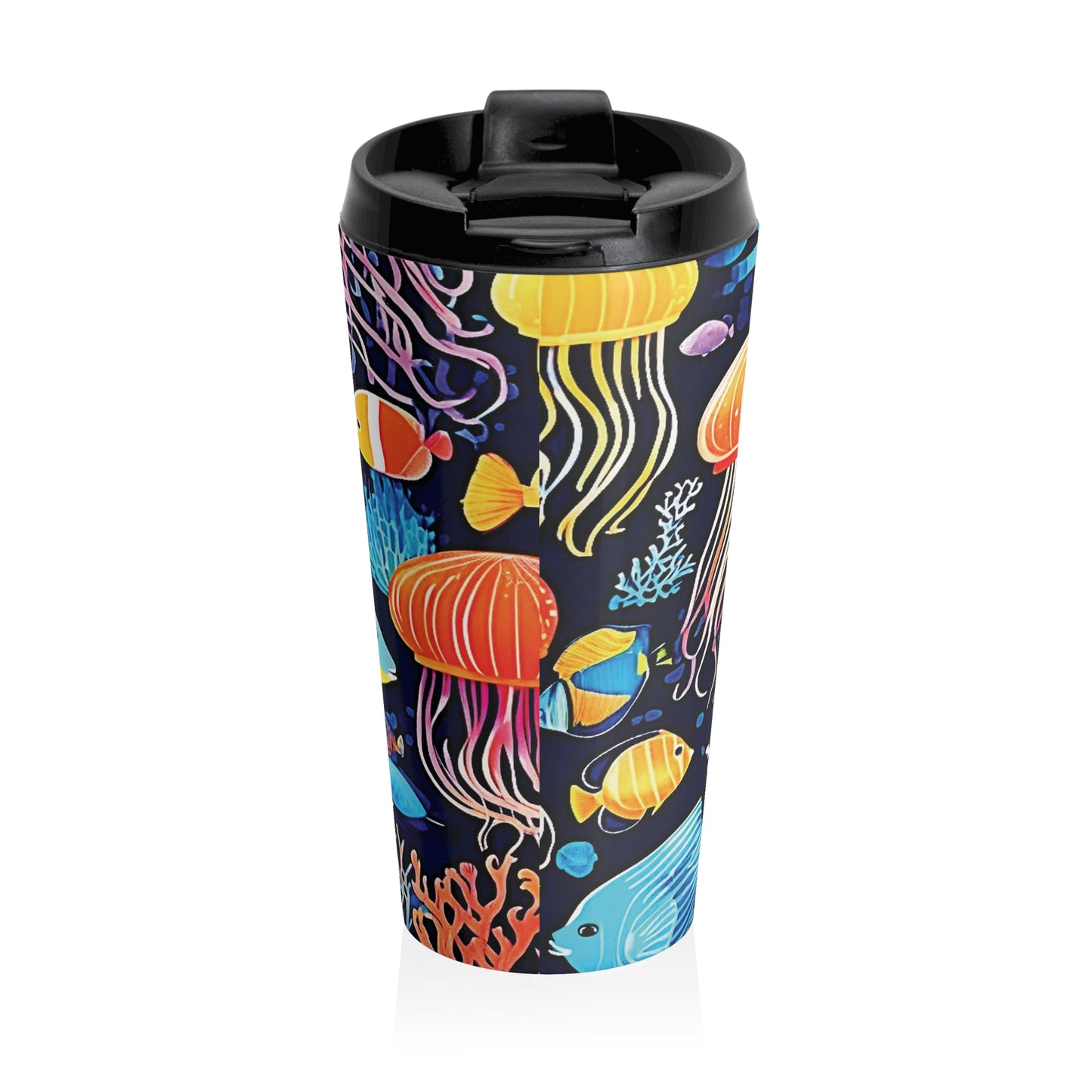 Ocean Jellyfish Travel Mug — Colorful Underwater Stainless Steel Tumbler - AURABAGS SHOP