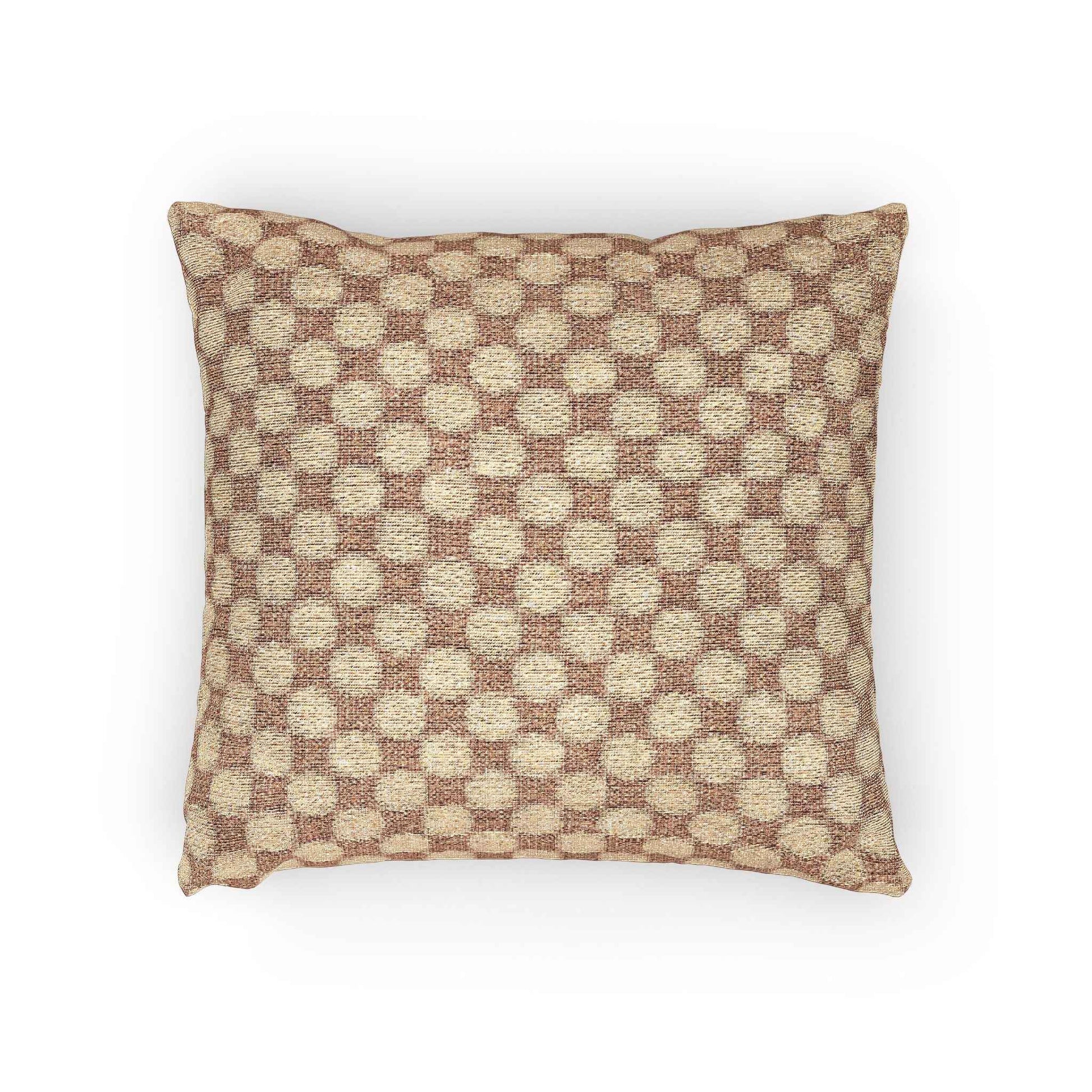 Woven Checkered Pattern Pillow | Neutral Brown Geometric Throw Pillow