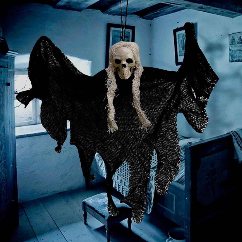 Creepy Hanging Skull Décor – Halloween Ghost Skeleton Decoration for Indoor & Outdoor Use