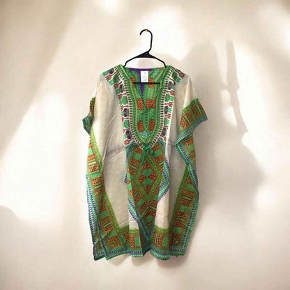 Green and Red Printed Kaftan for Women