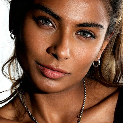ABIR Silver (White Gold): Subtle Twist Hoop Earrings
