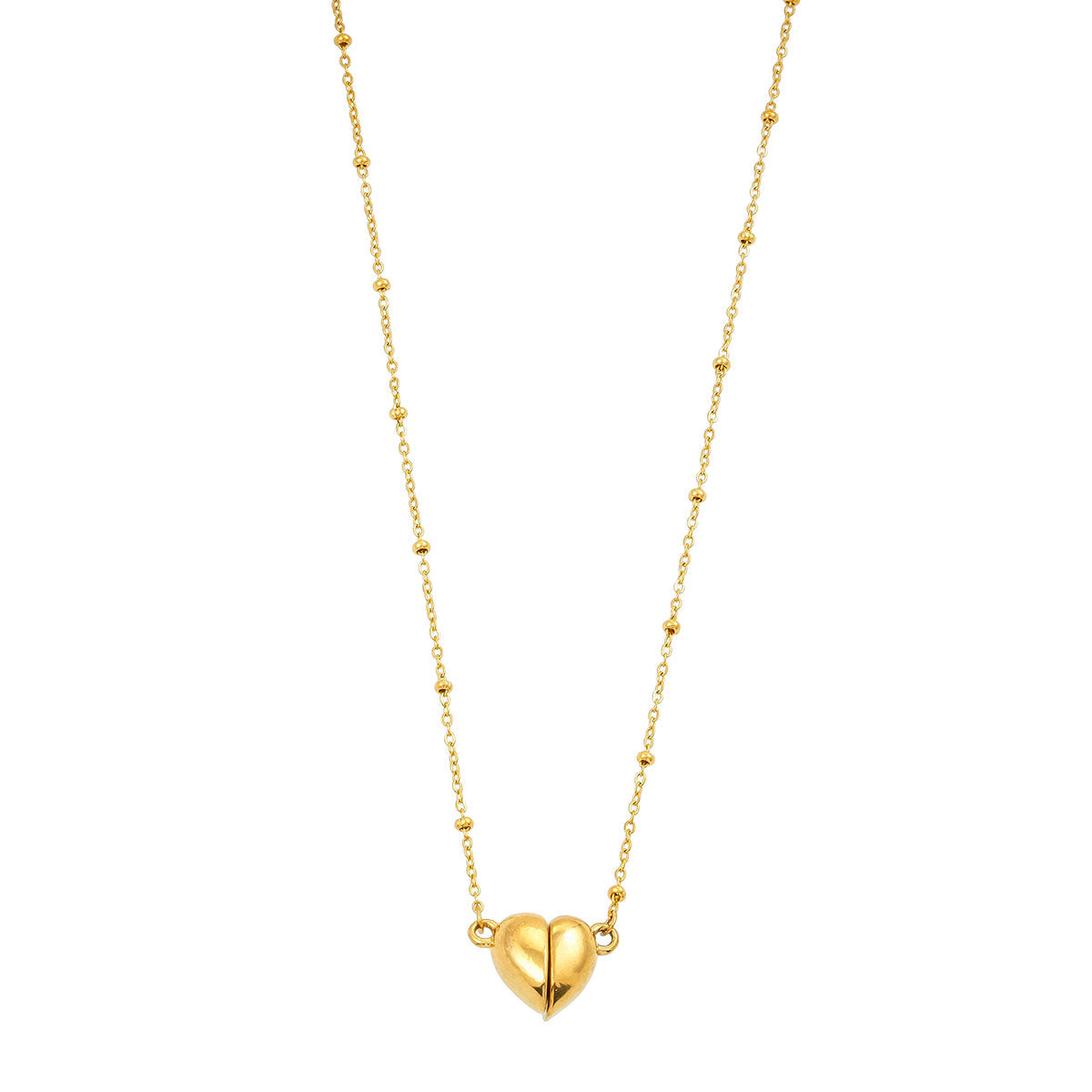 ABNA Gold: Together Forever Beaded Necklace – Separable Magnetic Mini Heart Pendant