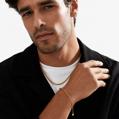 ARKELEY Gold: Chunky Rope Chain Textured Necklace