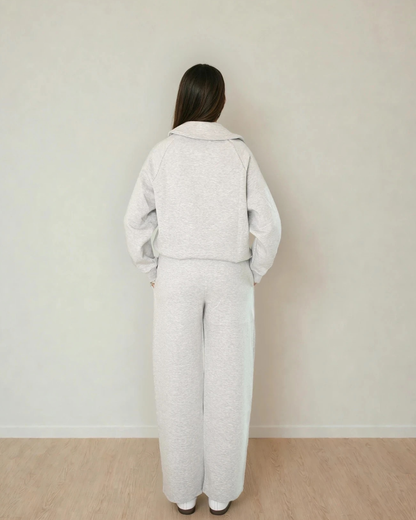 Maeve Luxeflow - Relaxed 3/4 Zip Top In Heather Grey