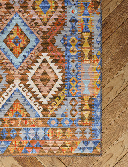Assania Blue Brown Multi Teppich