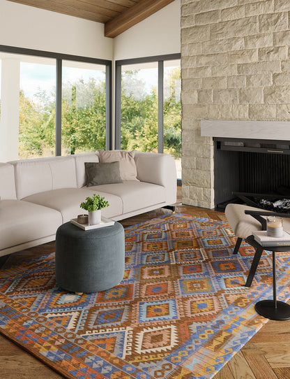 Assania Blue Brown Multi Teppich