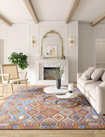 Assania Blue Brown Multi Teppich