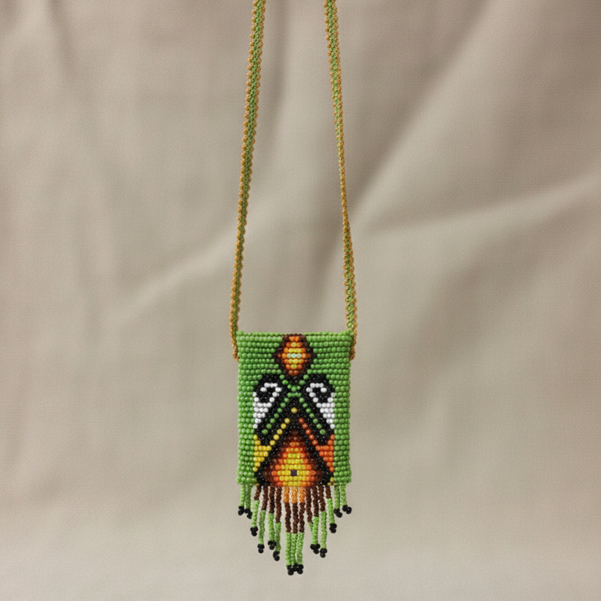 Handcrafted Beaded Medicine Bag- Light Blue