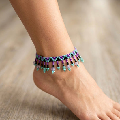 Beaded Anklet Black Turquoise