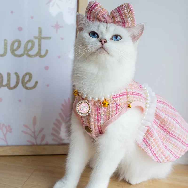 Princessa Dog Dress & Bow Set – Formal Outfit for Dogs