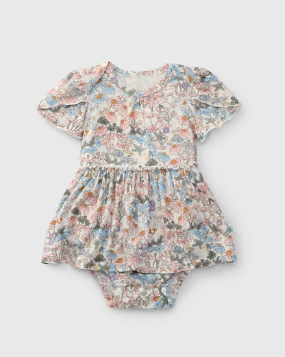 Short Sleeve Bodysuit Dress - English Garden