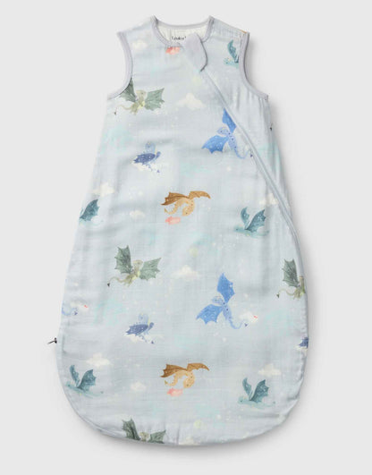 Baby Bamboo Muslin Sleep Sack 0.5 TOG - Magical Dragons