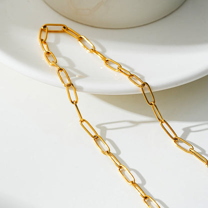 BARBICAN: Essential Gold Chain Link Paper-Clip Necklace - 22"