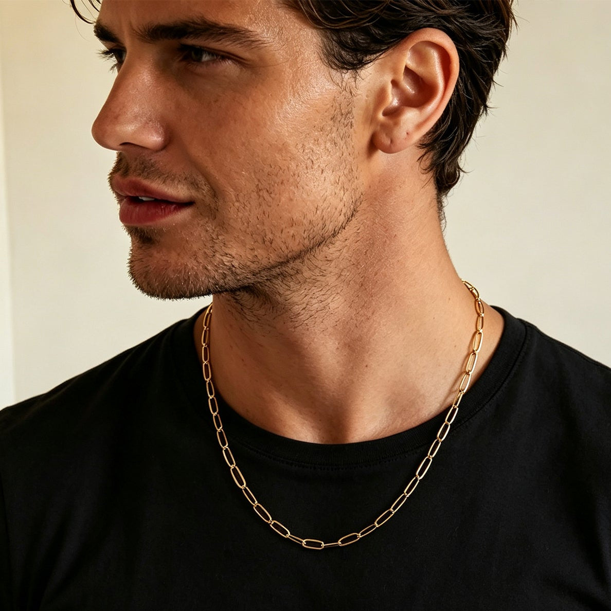BARBICAN: Essential Gold Chain Link Paper-Clip Necklace - 22"