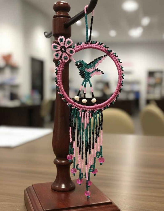 Pink and black Beaded Hummingbird