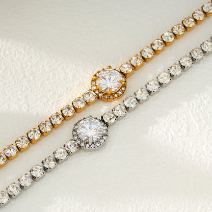 BEREA Gold: Tennis Bracelet with Large Zirconia (CZ) Centrepiece  – Timeless Elegance for Every Occasion