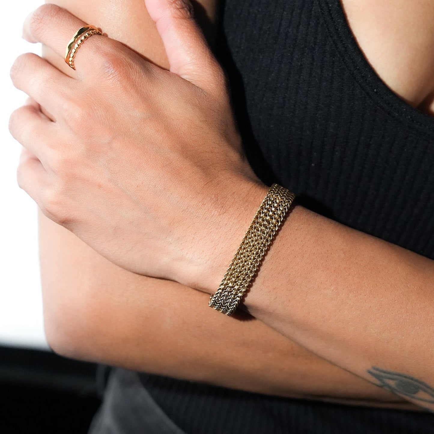 BOLOGNA Gold: Italian Vintage Mesh Chain Bracelet