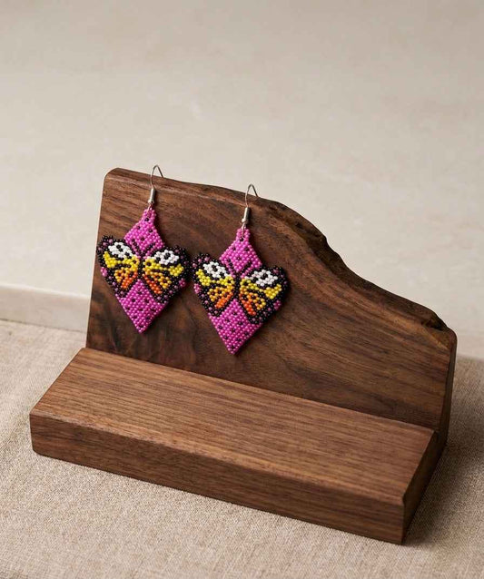Butterfly Beaded Earrings (Pink)