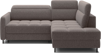 Barea 3 Seater Storage Sleeper Chaise Sofa - Fudge Brown